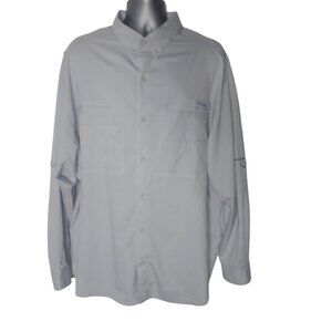 Columbia Men's PFG Long Sleeve Shirt XXL Light Grey Fishing‎ Outdoor Casual